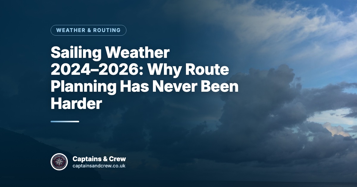 Sailing Weather 2024–2026: Why Route Planning Has Never Been Harder – Captains & Crew weather & routing article cover
