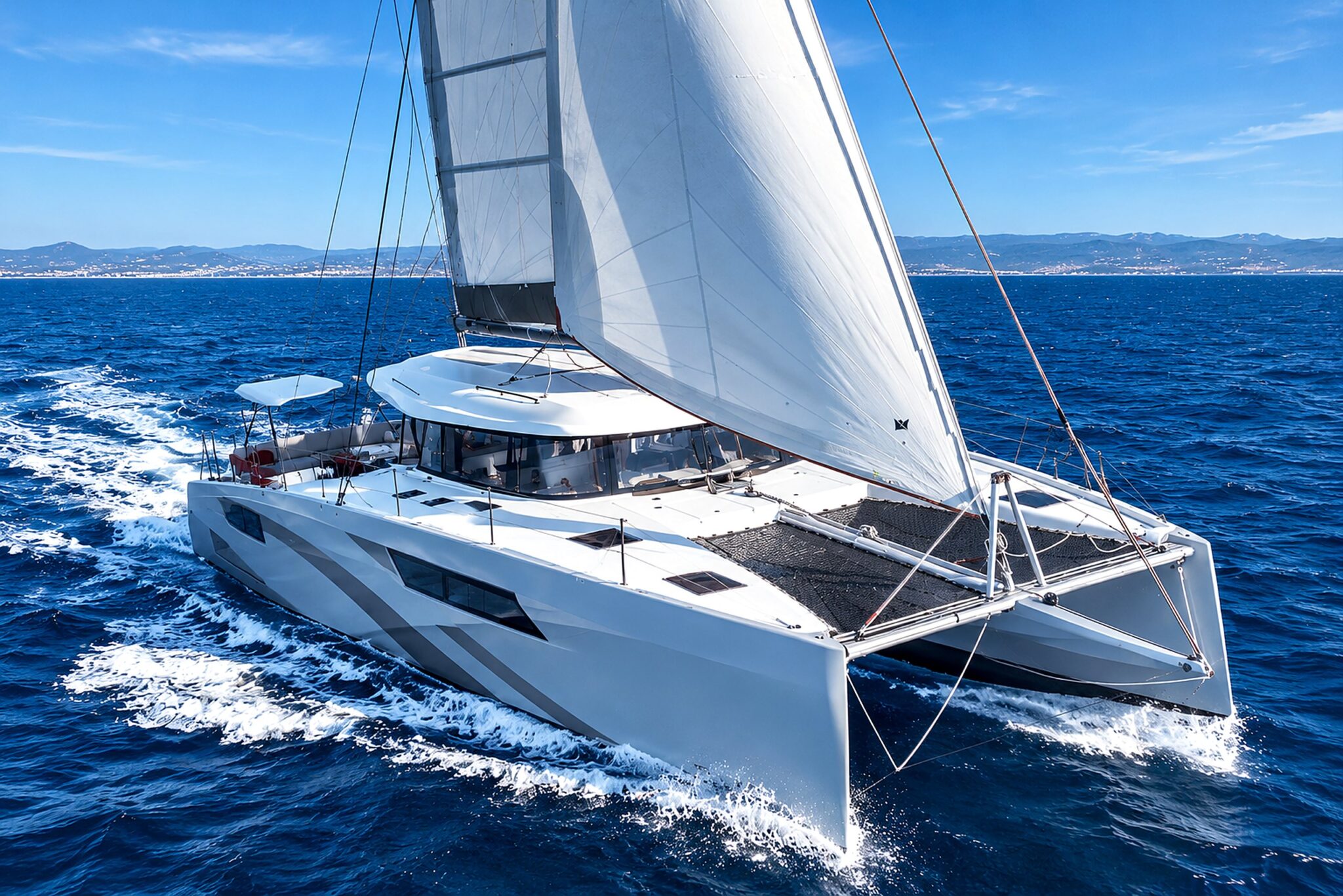 Catamaran under sail in the Mediterranean – Captains & Crew